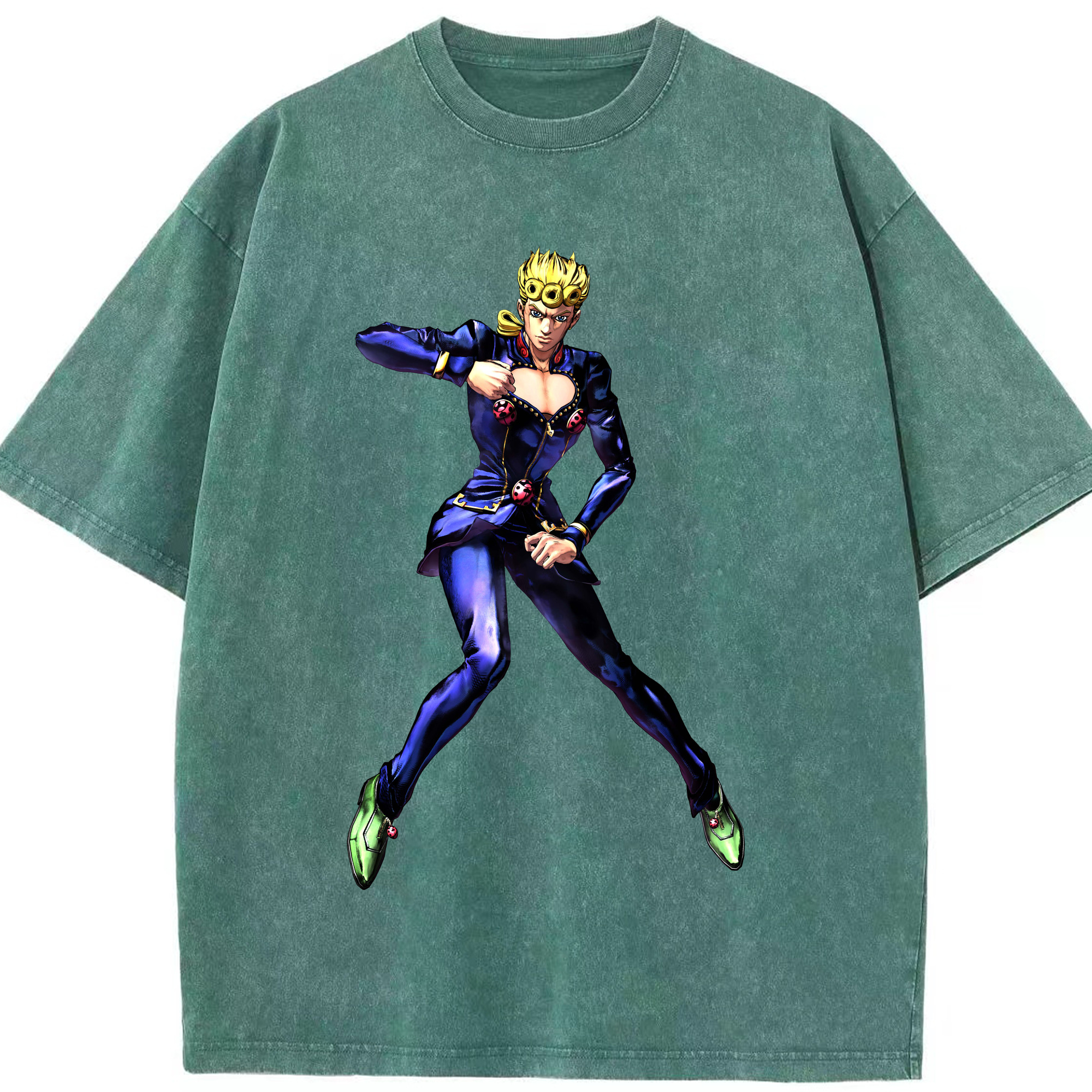 （画像用） ジョジョの奇妙な冒険 ジョルノ?ジョバァーナ JoJo's Bizarre Adventure Giorno Giovanna 綿100% ヴィンテージ風 半袖Tシャツ（フロントプリント）